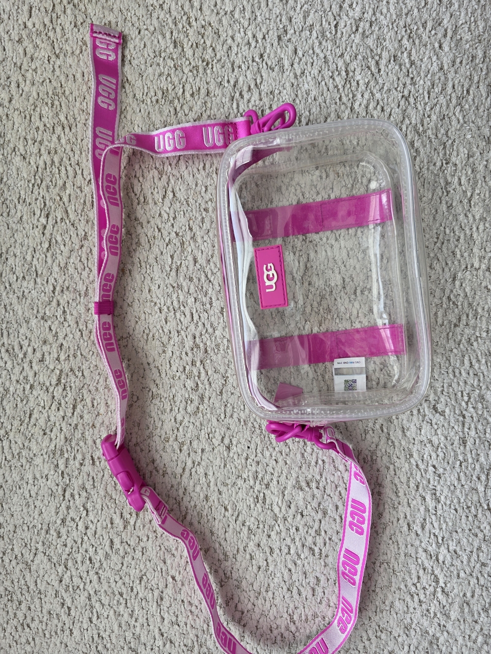UGG Clear Pink Crossbody Phone Pouch with Branded Strap